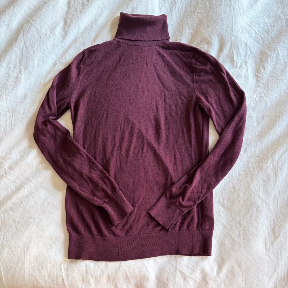 Massimo Dutti // Wool Silk Burgundy Turtleneck Sweater